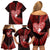 New Zealand Valentine Day Family Matching Off Shoulder Short Dress and Hawaiian Shirt Aotearoa Warrior and Woman Love Story Silver Fern Koru Red Style LT03 - Polynesian Pride