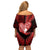 New Zealand Valentine Day Family Matching Off Shoulder Short Dress and Hawaiian Shirt Aotearoa Warrior and Woman Love Story Silver Fern Koru Red Style LT03 - Polynesian Pride