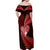 New Zealand Valentine Day Off Shoulder Maxi Dress Aotearoa Warrior and Woman Love Story Silver Fern Koru Red Style LT03 - Polynesian Pride