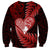 New Zealand Valentine Day Sweatshirt Aotearoa Warrior and Woman Love Story Silver Fern Koru Red Style LT03 - Polynesian Pride