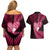 New Zealand Valentine Day Couples Matching Off Shoulder Short Dress and Hawaiian Shirt Aotearoa Warrior Love Story Silver Fern Koru Pink Style LT03 - Polynesian Pride