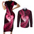 New Zealand Valentine Day Couples Matching Short Sleeve Bodycon Dress and Long Sleeve Button Shirt Aotearoa Warrior Love Story Silver Fern Koru Pink Style LT03 Pink - Polynesian Pride