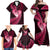 New Zealand Valentine Day Family Matching Off Shoulder Maxi Dress and Hawaiian Shirt Aotearoa Warrior Love Story Silver Fern Koru Pink Style LT03 - Polynesian Pride