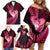 New Zealand Valentine Day Family Matching Off Shoulder Short Dress and Hawaiian Shirt Aotearoa Warrior Love Story Silver Fern Koru Pink Style LT03 - Polynesian Pride