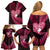 New Zealand Valentine Day Family Matching Off Shoulder Short Dress and Hawaiian Shirt Aotearoa Warrior Love Story Silver Fern Koru Pink Style LT03 - Polynesian Pride