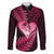 New Zealand Valentine Day Family Matching Puletasi and Hawaiian Shirt Aotearoa Warrior Love Story Silver Fern Koru Pink Style LT03 Dad's Shirt - Long Sleeve Pink - Polynesian Pride