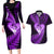 New Zealand Valentine Day Couples Matching Long Sleeve Bodycon Dress and Hawaiian Shirt Aotearoa Warrior Love Story Silver Fern Koru Purple Style LT03 Purple - Polynesian Pride