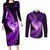 New Zealand Valentine Day Couples Matching Long Sleeve Bodycon Dress and Long Sleeve Button Shirt Aotearoa Warrior Love Story Silver Fern Koru Purple Style LT03 Purple - Polynesian Pride