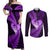 New Zealand Valentine Day Couples Matching Off Shoulder Maxi Dress and Long Sleeve Button Shirt Aotearoa Warrior Love Story Silver Fern Koru Purple Style LT03 Purple - Polynesian Pride