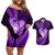 New Zealand Valentine Day Couples Matching Off Shoulder Short Dress and Hawaiian Shirt Aotearoa Warrior Love Story Silver Fern Koru Purple Style LT03 Purple - Polynesian Pride