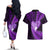 New Zealand Valentine Day Couples Matching Off The Shoulder Long Sleeve Dress and Hawaiian Shirt Aotearoa Warrior Love Story Silver Fern Koru Purple Style LT03 - Polynesian Pride