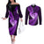 New Zealand Valentine Day Couples Matching Off The Shoulder Long Sleeve Dress and Long Sleeve Button Shirt Aotearoa Warrior Love Story Silver Fern Koru Purple Style LT03 Purple - Polynesian Pride