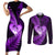 New Zealand Valentine Day Couples Matching Short Sleeve Bodycon Dress and Long Sleeve Button Shirt Aotearoa Warrior Love Story Silver Fern Koru Purple Style LT03 Purple - Polynesian Pride