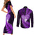 New Zealand Valentine Day Couples Matching Short Sleeve Bodycon Dress and Long Sleeve Button Shirt Aotearoa Warrior Love Story Silver Fern Koru Purple Style LT03 - Polynesian Pride