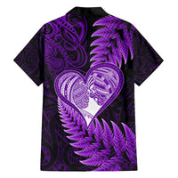 New Zealand Valentine Day Family Matching Long Sleeve Bodycon Dress and Hawaiian Shirt Aotearoa Warrior Love Story Silver Fern Koru Purple Style LT03 - Polynesian Pride