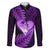 New Zealand Valentine Day Family Matching Long Sleeve Bodycon Dress and Hawaiian Shirt Aotearoa Warrior Love Story Silver Fern Koru Purple Style LT03 Dad's Shirt - Long Sleeve Purple - Polynesian Pride