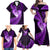 New Zealand Valentine Day Family Matching Off Shoulder Maxi Dress and Hawaiian Shirt Aotearoa Warrior Love Story Silver Fern Koru Purple Style LT03 - Polynesian Pride