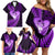 New Zealand Valentine Day Family Matching Off Shoulder Short Dress and Hawaiian Shirt Aotearoa Warrior Love Story Silver Fern Koru Purple Style LT03 - Polynesian Pride