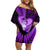 New Zealand Valentine Day Family Matching Off Shoulder Short Dress and Hawaiian Shirt Aotearoa Warrior Love Story Silver Fern Koru Purple Style LT03 Mom's Dress Purple - Polynesian Pride