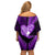 New Zealand Valentine Day Family Matching Off Shoulder Short Dress and Hawaiian Shirt Aotearoa Warrior Love Story Silver Fern Koru Purple Style LT03 - Polynesian Pride