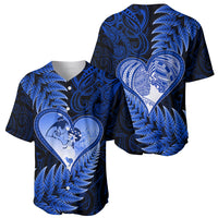 New Zealand Valentine Day Baseball Jersey Aotearoa Warrior Love Story Silver Fern Koru Blue Style LT03 - Polynesian Pride