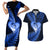 New Zealand Valentine Day Couples Matching Short Sleeve Bodycon Dress and Hawaiian Shirt Aotearoa Warrior Love Story Silver Fern Koru Blue Style LT03 Blue - Polynesian Pride