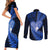 New Zealand Valentine Day Couples Matching Short Sleeve Bodycon Dress and Long Sleeve Button Shirt Aotearoa Warrior Love Story Silver Fern Koru Blue Style LT03 - Polynesian Pride