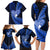 New Zealand Valentine Day Family Matching Long Sleeve Bodycon Dress and Hawaiian Shirt Aotearoa Warrior Love Story Silver Fern Koru Blue Style LT03 - Polynesian Pride