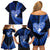 New Zealand Valentine Day Family Matching Off Shoulder Short Dress and Hawaiian Shirt Aotearoa Warrior Love Story Silver Fern Koru Blue Style LT03 - Polynesian Pride