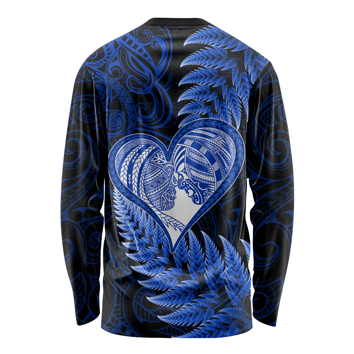 New Zealand Valentine Day Long Sleeve Shirt Aotearoa Warrior Love Story Silver Fern Koru Blue Style LT03 - Polynesian Pride