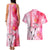 Hawaiian Cocktail Valentine Day Couples Matching Tank Maxi Dress and Hawaiian Shirt Hibiscus Kakau Pattern Pink Version LT03 - Polynesian Pride