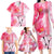 Hawaiian Cocktail Valentine Day Family Matching Long Sleeve Bodycon Dress and Hawaiian Shirt Hibiscus Kakau Pattern Pink Version LT03 - Polynesian Pride