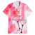 Hawaiian Cocktail Valentine Day Family Matching Off Shoulder Short Dress and Hawaiian Shirt Hibiscus Kakau Pattern Pink Version LT03 Dad's Shirt - Short Sleeve Pink - Polynesian Pride