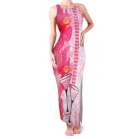 Hawaiian Cocktail Valentine Day Family Matching Tank Maxi Dress and Hawaiian Shirt Hibiscus Kakau Pattern Pink Version LT03 Mom's Dress Pink - Polynesian Pride
