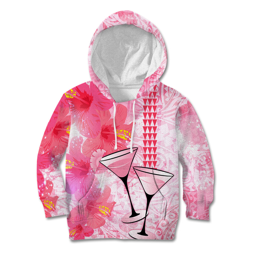 Hawaiian Cocktail Valentine Day Kid Hoodie Hibiscus Kakau Pattern Pink Version LT03 Hoodie Pink - Polynesian Pride