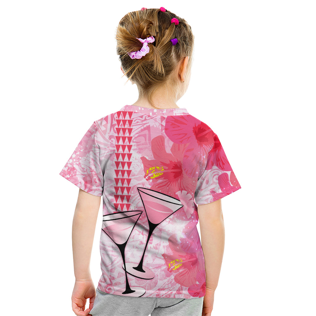 Hawaiian Cocktail Valentine Day Kid T Shirt Hibiscus Kakau Pattern Pink Version LT03 - Polynesian Pride