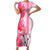 Hawaiian Cocktail Valentine Day Short Sleeve Bodycon Dress Hibiscus Kakau Pattern Pink Version LT03 Long Dress Pink - Polynesian Pride