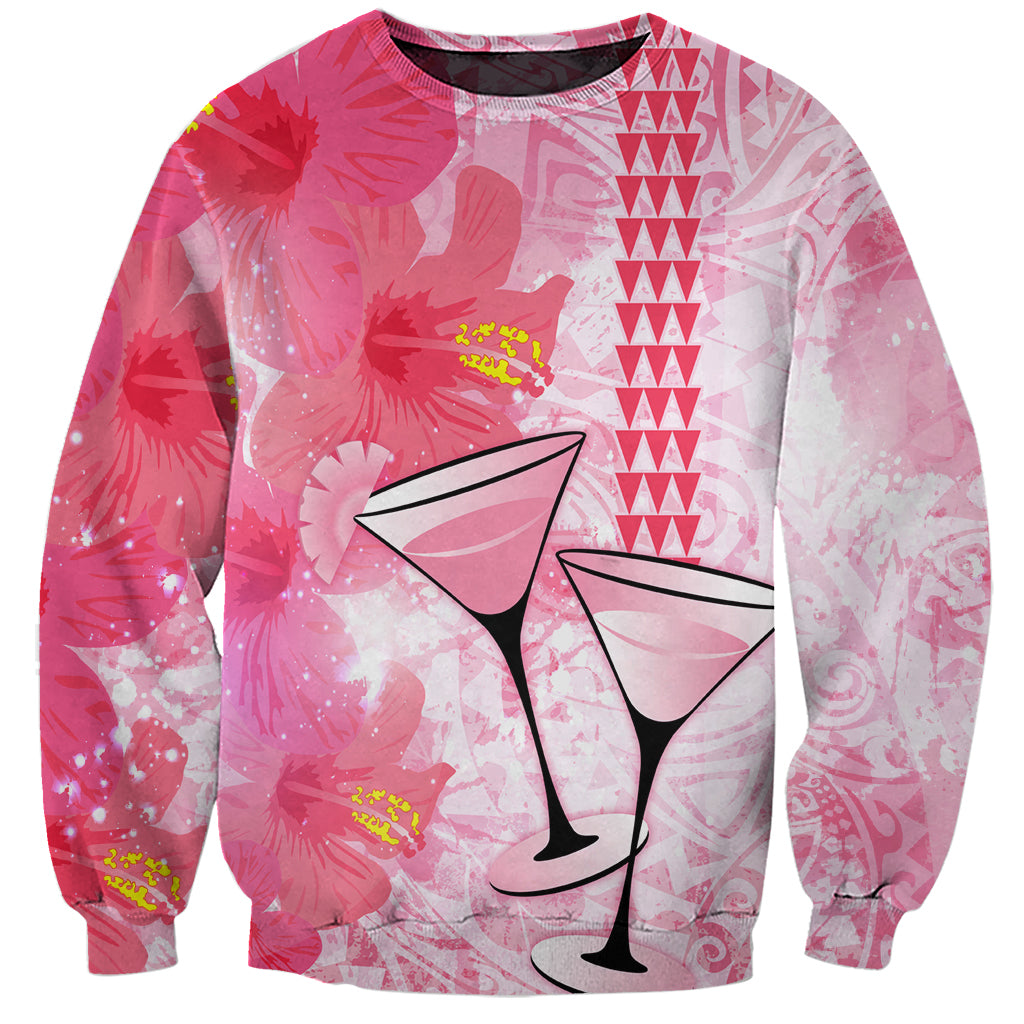 Hawaiian Cocktail Valentine Day Sweatshirt Hibiscus Kakau Pattern Pink Version LT03 Unisex Pink - Polynesian Pride