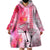 Hawaiian Cocktail Valentine Day Wearable Blanket Hoodie Hibiscus Kakau Pattern Pink Version LT03 - Polynesian Pride