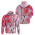 Hawaiian Cocktail Valentine Day Zip Hoodie Hibiscus Kakau Pattern Pink Version LT03 - Polynesian Pride