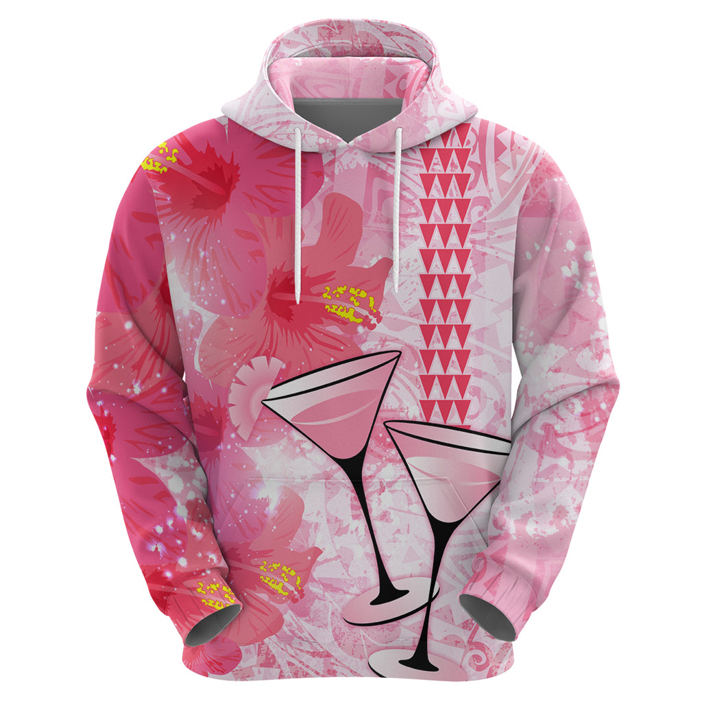 Hawaiian Cocktail Valentine Day Zip Hoodie Hibiscus Kakau Pattern Pink Version LT03 - Polynesian Pride