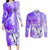 Hawaiian Cocktail Valentine Day Couples Matching Long Sleeve Bodycon Dress and Long Sleeve Button Shirt Hibiscus Kakau Pattern Purple Version LT03 Purple - Polynesian Pride