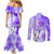 Hawaiian Cocktail Valentine Day Couples Matching Mermaid Dress and Long Sleeve Button Shirt Hibiscus Kakau Pattern Purple Version LT03 - Polynesian Pride