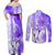 Hawaiian Cocktail Valentine Day Couples Matching Off Shoulder Maxi Dress and Long Sleeve Button Shirt Hibiscus Kakau Pattern Purple Version LT03 - Polynesian Pride