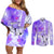 Hawaiian Cocktail Valentine Day Couples Matching Off Shoulder Short Dress and Long Sleeve Button Shirt Hibiscus Kakau Pattern Purple Version LT03 Purple - Polynesian Pride