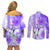 Hawaiian Cocktail Valentine Day Couples Matching Off Shoulder Short Dress and Long Sleeve Button Shirt Hibiscus Kakau Pattern Purple Version LT03 - Polynesian Pride