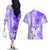 Hawaiian Cocktail Valentine Day Couples Matching Off The Shoulder Long Sleeve Dress and Hawaiian Shirt Hibiscus Kakau Pattern Purple Version LT03 - Polynesian Pride