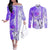 Hawaiian Cocktail Valentine Day Couples Matching Off The Shoulder Long Sleeve Dress and Long Sleeve Button Shirt Hibiscus Kakau Pattern Purple Version LT03 Purple - Polynesian Pride