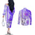 Hawaiian Cocktail Valentine Day Couples Matching Off The Shoulder Long Sleeve Dress and Long Sleeve Button Shirt Hibiscus Kakau Pattern Purple Version LT03 - Polynesian Pride