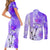 Hawaiian Cocktail Valentine Day Couples Matching Short Sleeve Bodycon Dress and Long Sleeve Button Shirt Hibiscus Kakau Pattern Purple Version LT03 - Polynesian Pride